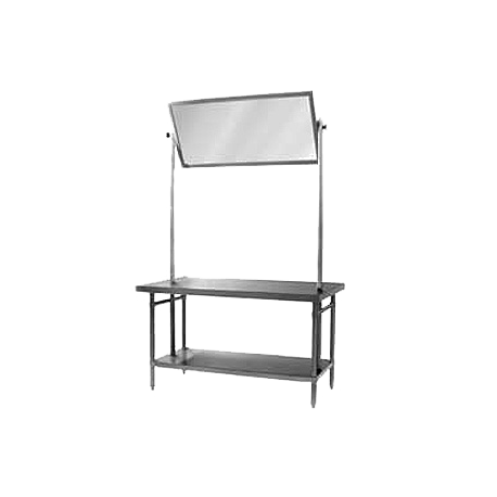 Eagle DT3672SE Spec-Master Demo Table, 72"W x 36"D x 88"H, 14/304 stainless steel top, box marine edge all sides, acrylic mirror tilting frame