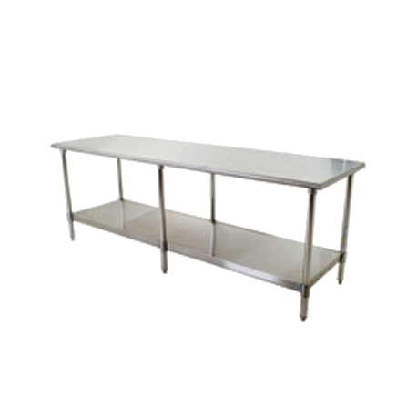 Eagle T2496SB-X Budget Series Work Table, 96"W x 24"D, 430 stainless steel top, rolled edge on front & back, adjustable 430 stainless steel