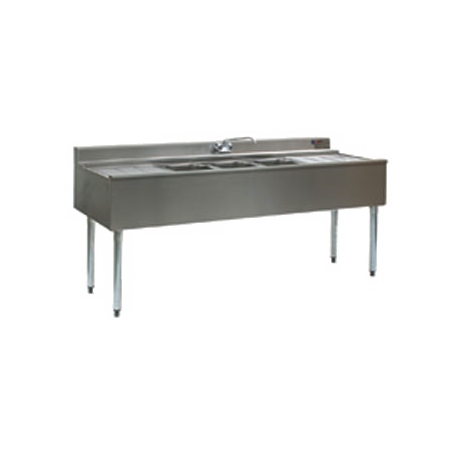 Eagle B6C-4-22-X 2200 Series Underbar Sink Unit, four compartment, 72"W x 24"D x 33-1/2"H, 304 stainless steel construction, 10" wide x 14"