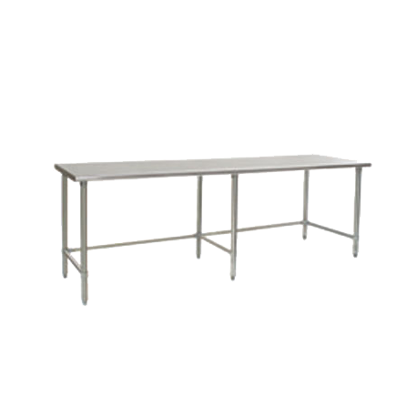 Eagle T24108STB Budget Series Work Table, 108"W x 24"D, 430 stainless steel top, rolled edges on front & back, Uni-Lok gusset system, stainless