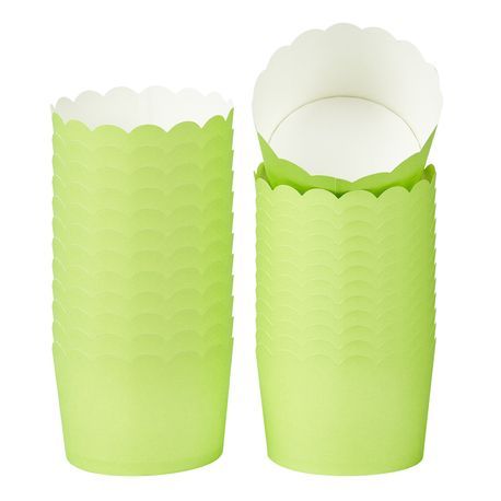 BAKING CUP 10oz 3-1/2"dia SCALLOP PAPER GREEN 200/cs