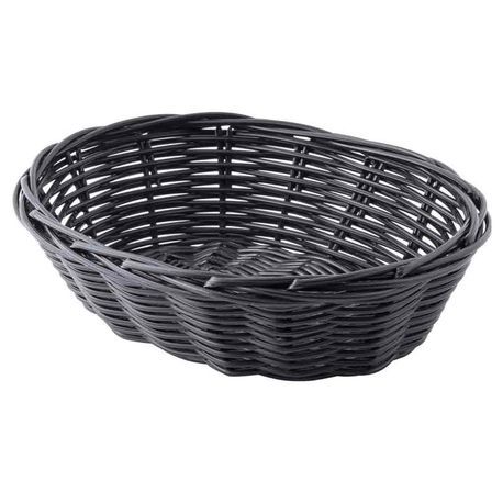 BASKET 7x5x2" OVAL WOVEN BLACK POLYPRO CORD PLASTIC 12ea/cs