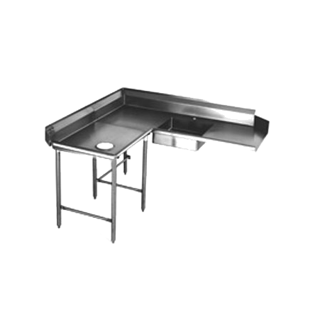 Eagle SDTCL-96-16/4 Soiled Dishtable, corner design, 96"W x 30"D x 43-1/2"H, left-to-right operation, 16/430 stainless steel top, 8"H backsplash, 20"