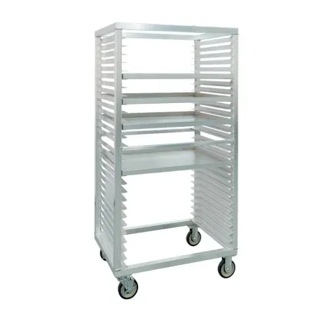 New Age 97715 Transport/Retrieval Rack, mobile, full height, open sides, holds (48) trays or (24) pans