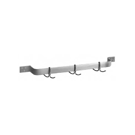 Eagle SBPR-36-S Pot Rack, wall mount, 36"W, single-bar design, 3/16" x 2" flat bar, includes (3) double-pronged pot hooks, stainless steel