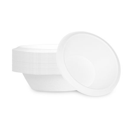 BOWL 7oz BAGASSE 6-1/4x5" OVAL NO PFAS COMPOST WHITE 100/cs