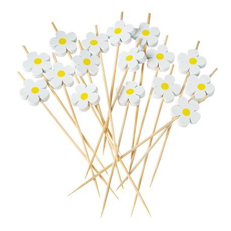 SKEWER BAMBOO 4-3/4" DAISY CMPST WHITE/ NATURAL 100/cs
