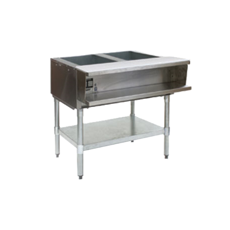 Eagle WT2-208 Water Bath Hot Food Table, electric, 33"W, (2) 12" x 20" openings, low water cut-off, stainless steel water pan, top & enclosure, 8"