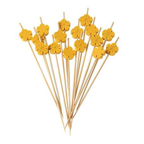 SKEWER BAMBOO 4-3/4" FLOWER CMPST YELLOW NATURAL 1000/cs