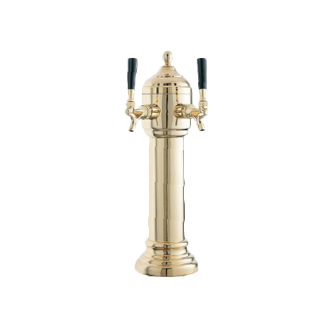 Perlick 4053GD2B Napoli Draft Beer Tower, countertop, 5-1/2" diameter x 19-3/4"H, glycol-cooled, (2) tarnish-free brass faucets (handles included)