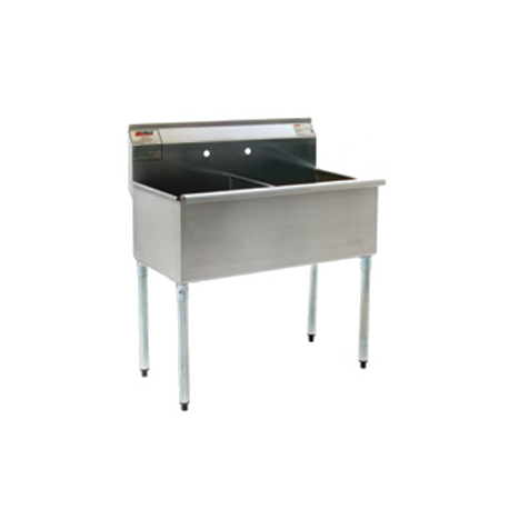 Eagle 2136-2-16/4-1X Utility Sink, two compartment, 37-3/8"W x 25"D, 16/430 stainless steel construction, 18" wide x 21" front-to-back x 13-3/8" deep