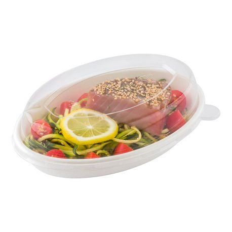 DOME LID 8-1/4x5-1/2x1-1/2" F/ 18oz BAGASSE PET CLR 100/cs