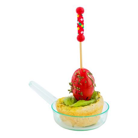 MINI SAUCE PAN 1oz W/ 4"l FORK PS SEAGREEN/ SILVER 100/cs