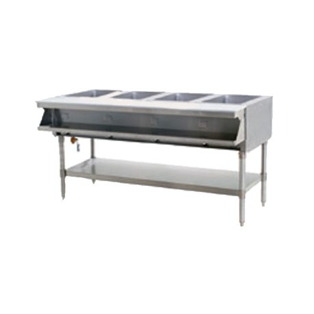 Eagle SHT4-208-X Sealed Well Hot Food Table, electric, open base, 63-1/2"W x 32-1/4"D x 35-1/2"H, wet or dry operation, (4) 12" x 20" stainless steel