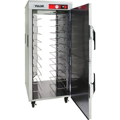 Vulcan VPT15SL Holding/Transport Cabinet, Pass-thru, Mobile, capacity (15) 18" x 26" x 1" or (30) 12" x 20" x 2-1/2" pans, forced air blower, side