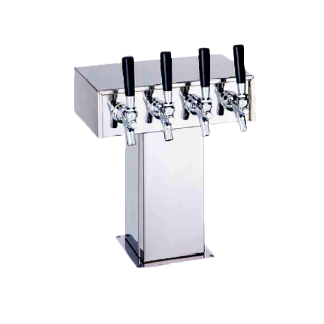 Perlick 4006-16B Bridge Tee Tee Draft Beer Tower, countertop, 44-1/8"W x 12-15/16"H, glycol-cooled, (16) polished chrome faucets (handles not