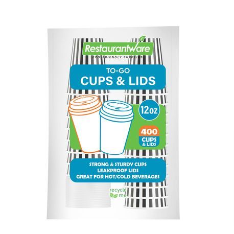 HOT CUP W/ LID 12oz 4-3/4"h BLK/ WHT CUP WHT LID 20/cs