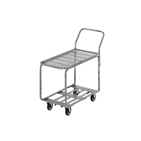 Channel STKC200 Utility Stocking Cart, mobile, 38-1/4"H x 18-1/2"W x 44"D, wire top shelf, tubular bottom shelf, all welded construction, bright