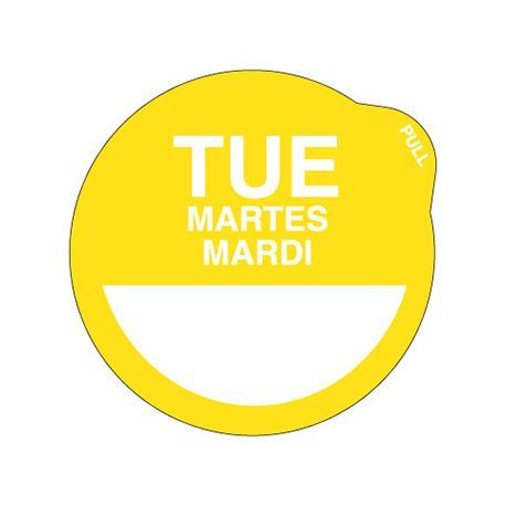 LABEL TUESDAY 3" REMOVEABLE ROUND PEEL E-Z YELLOW 500/rl