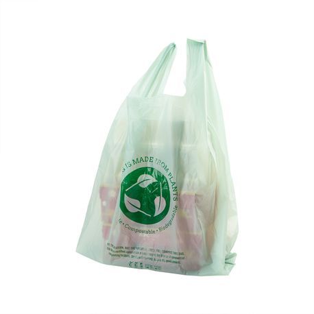 T-SHIRT BAG 1/6sz 12x6-1/2x22" CMPST PLASTIC GREEN 100/cs
