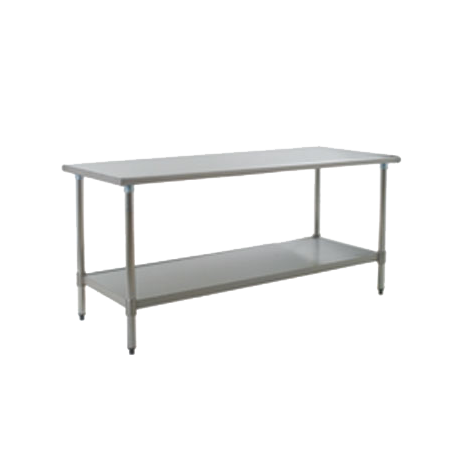 Eagle T3084SB-X Budget Series Work Table, 84"W x 30"D, 430 stainless steel top, rolled edge on front & back, adjustable 430 stainless steel