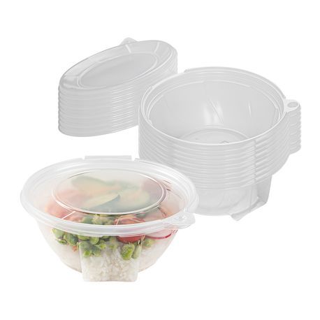 BOWL W/ LID 24oz 6-3/4x6-1/2" MW TAMPER PLASTIC CLEAR 100/cs