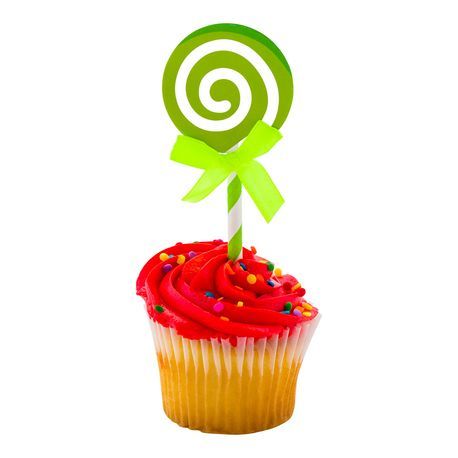 CAKE TOPPER LOLLIPOP SWIRL 5-1/4"l PAPER NEON GREEN 10/cs