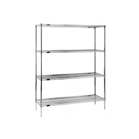 Eagle 1860V74-X Red-i-Pak Shelving Unit, 4-tier, 60"W x 18"D x 74"H, wire shelves with patented QuadTruss design, (4) 74"H 2-piece posts, tapered