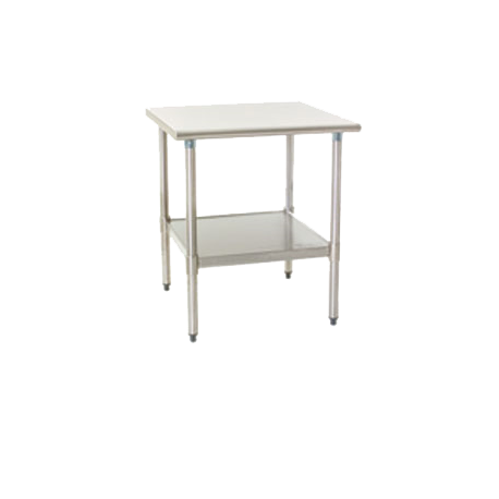 Eagle T3048SEB-1X Deluxe Series Work Table, 48"W x 30"D, 16/300 series stainless steel top, rolled edge on front & back, adjustable 430 stainless