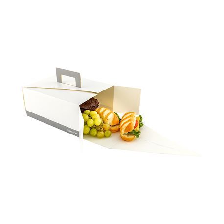 LUNCH BOX W/ HANDLE 9x7x4" PAPER WHITE/ GRAY 100/cs