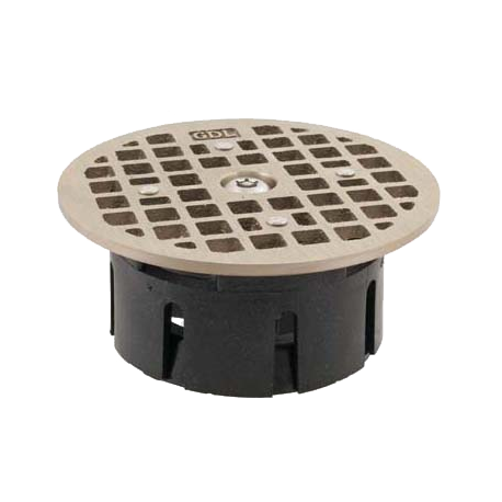 Allpoints 102-1171 Guardian Drain Lock, floor, 3-1/2" dia, 4-3/4" OD, round, bronze top plate, plast