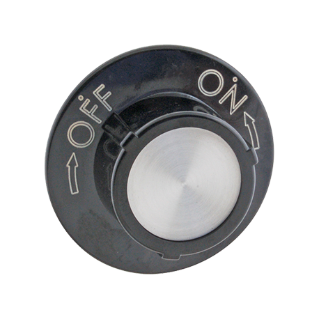 Allpoints 22-1172 Control Knob, on/off, 2-1/2" OD x 1" D, .350" D-stem, black, plastic