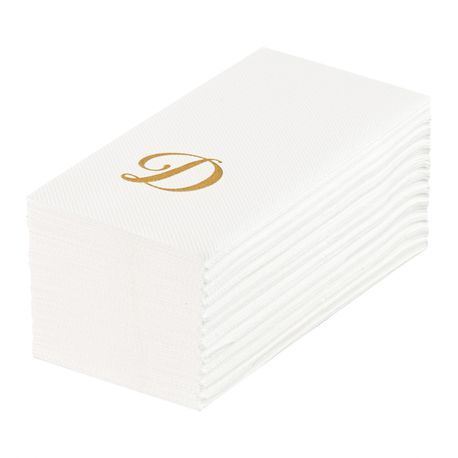 NAPKIN LINEN-LIKE 15-3/4x8" CURSIVE PAPER GOLD 'D' 2000/cs
