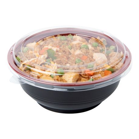 ASIAN PANDA BOWL/ LID MW 24oz 6-1/2"dia PP BLK/ CLR 200/cs