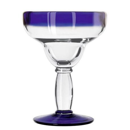 ARUBA MARGARITA GLASS 12oz 6-3/8"h BLUE RIM/ FOOT 12ea/cs