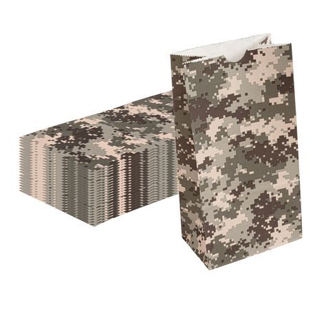 BAG PAPER 5x3-1/4x9-1/2" #4lb CAMOUFLAGE 100/cs