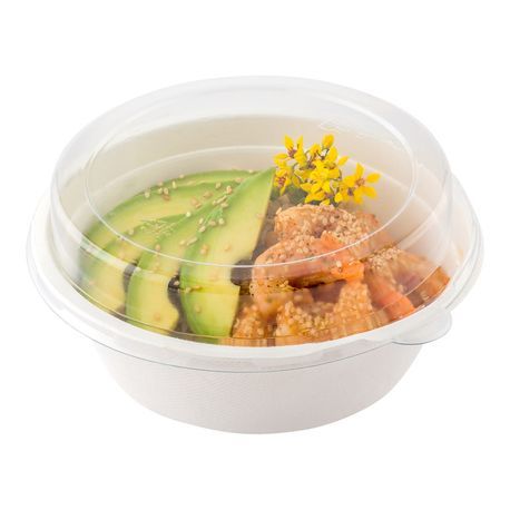 DOME LID 7-1/4"dia 1-1/4"h F/ 32oz BAGASSE PET CLR 100/cs