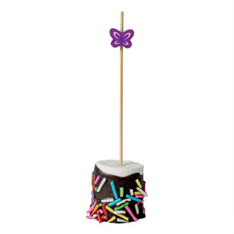 SKEWER BAMBOO 4-3/4" BUTTERFLY CMPST PURPLE/ NATURAL 1000/cs