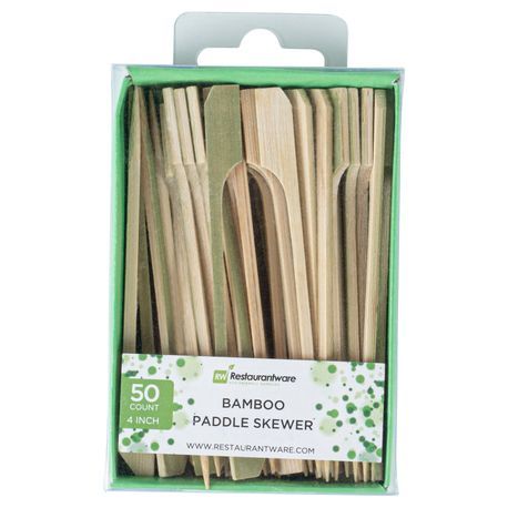 SKEWER BAMBOO 4" PADDLE CMPST NAT RETAIL PACK 50/bx +10bx/cs