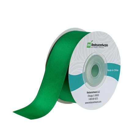 RIBBON SINGLE FACE 10yd 1"w POLYESTER SATIN EMERALD 1/cs