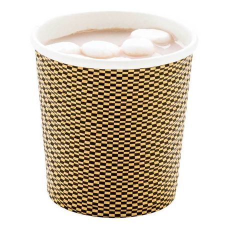 HOT CUP 4oz PAPER SPIRAL WALL MOCHA PIN CHECK 500/cs