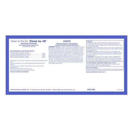 Spartan® COTG® #26 Clean By 4D® Healthcare Disinfectant Cleaner Label (91011COG)