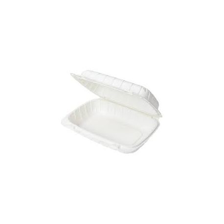 AmerCareRoyal® White 8" x 8" x 3" Mineral Filled Hinged Container (MFHL8831CWLW)