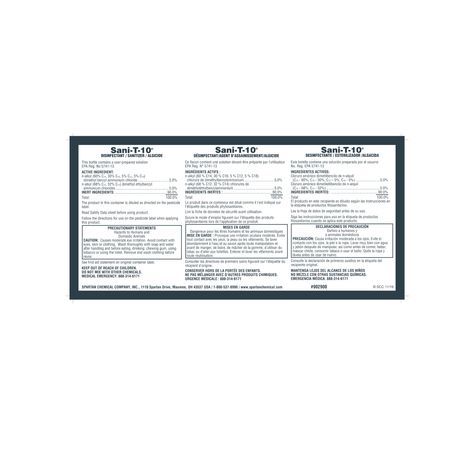 Spartan® COTG® Sani T 10 Label (9029)