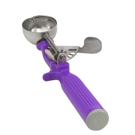 SLDS216P Disher Scoop - Size 16, 2 Oz Round Bowl, Thumb-Release, Blue Color-Coded Handle, 18/8 Stainless Steel, NSF Certified