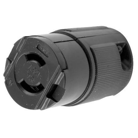 Wiring Device-Kellems Twist-Lock® Valise® HBL7464V Grounding Heavy Duty Locking Connector, 125 VAC, 15 A, 2 Pole, 2 Wires, Black