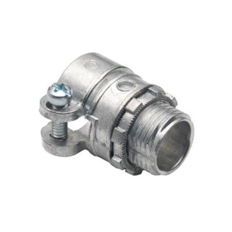 Bridgeport® 407-DC2 Squeeze Connector, 1/2 in Trade, For Use With: 12/3 to 10/3 Steel/Aluminum MC Cable, Die Cast Zinc, Ball Burnished/Mirror Smooth