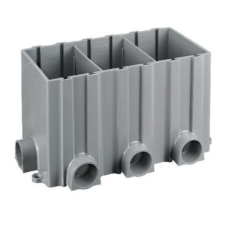 PREMISE WIRING PFBRG3 Fully Adjustable Non-Metallic Floor Box With Metal Cover, Plastic, 257.4 cu-in Capacity, 3 Gangs, 8 Knockouts, 6 in H x 11.75 in W x 6.9 in D Dimensions