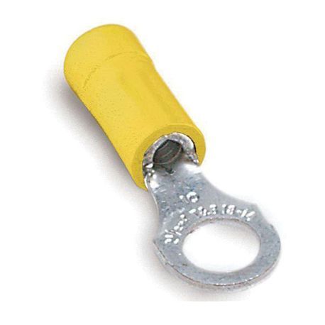 Catamount® TV10-10R-L TV Series Insulated Ring Terminal, 12 to 10 AWG Conductor, 1.047 in L, Brazed Seam Barrel, Copper, Yellow