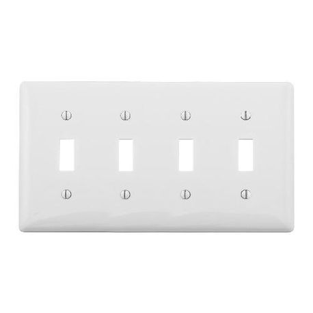 PREMISE WIRING NP4W Standard Wallplate, 4 Gangs, 4.63 in H x 8.31 in W, Nylon, White